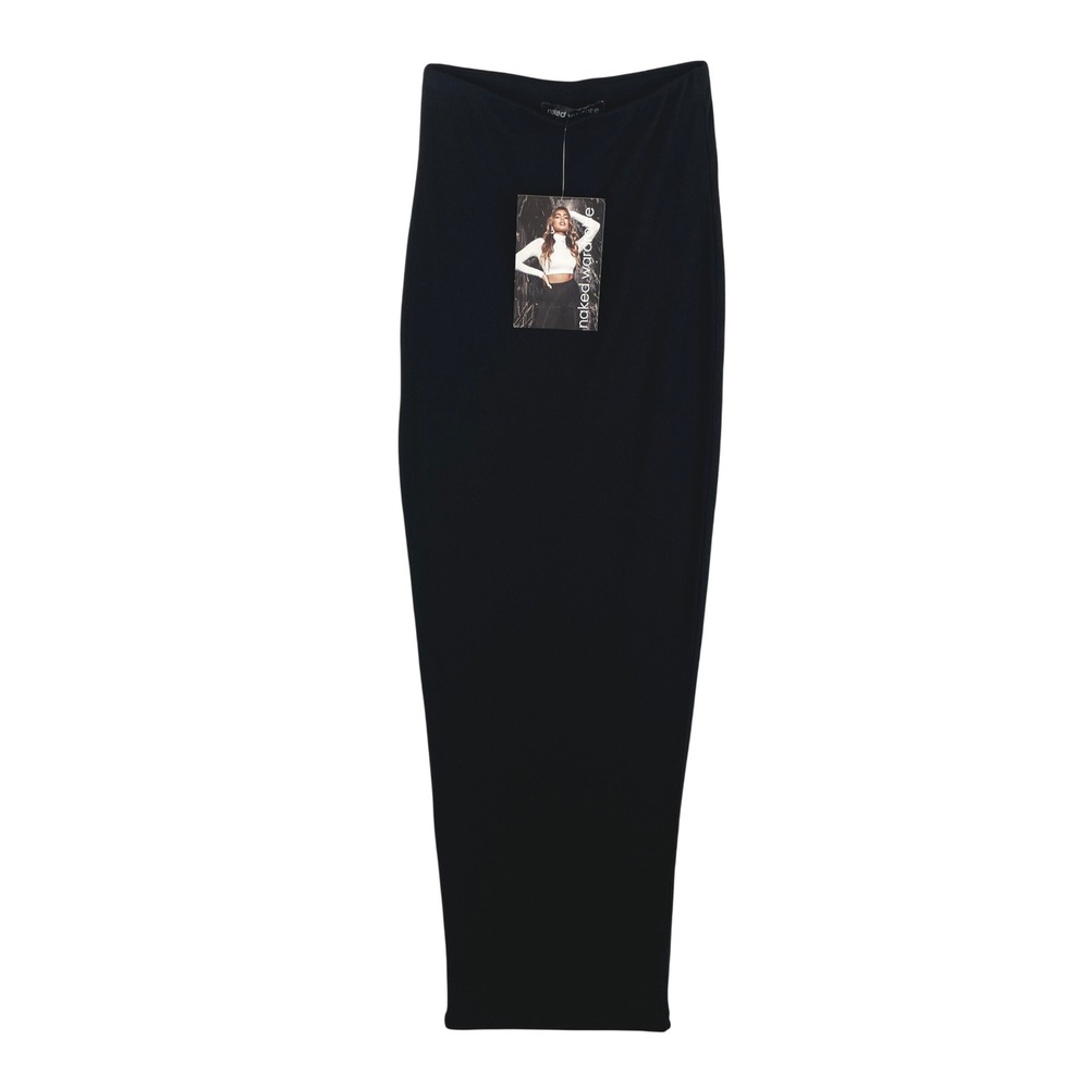Naked Wardrobe Black Maxi Skirt NW-S0044 XS High Waisted Bodycon Stretch